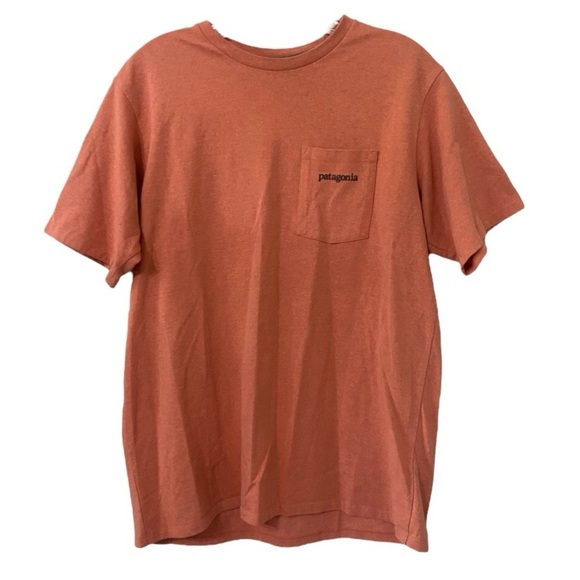 Patagonia Quartz Coral Men's Line Logo Ridge Pocket Responsibili-Tee - Picture 1 of 5